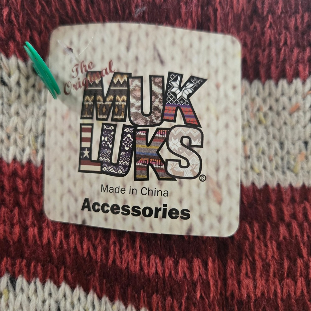 Muk Luks American Flag Infinity Scarf Patriotic Stars Stripes Knit Dark Red - Picture 3 of 8